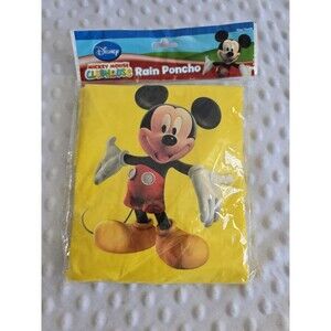 Disney Mickey Mouse Club House Rain Poncho Youth Yellow New Package Spring Gift